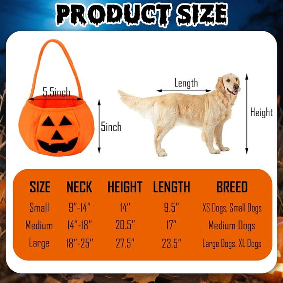 Dog Ghost Halloween Costume with Pumpkin Bag Funny Pet Outfit for Large Dogs - Picture 3 of 6